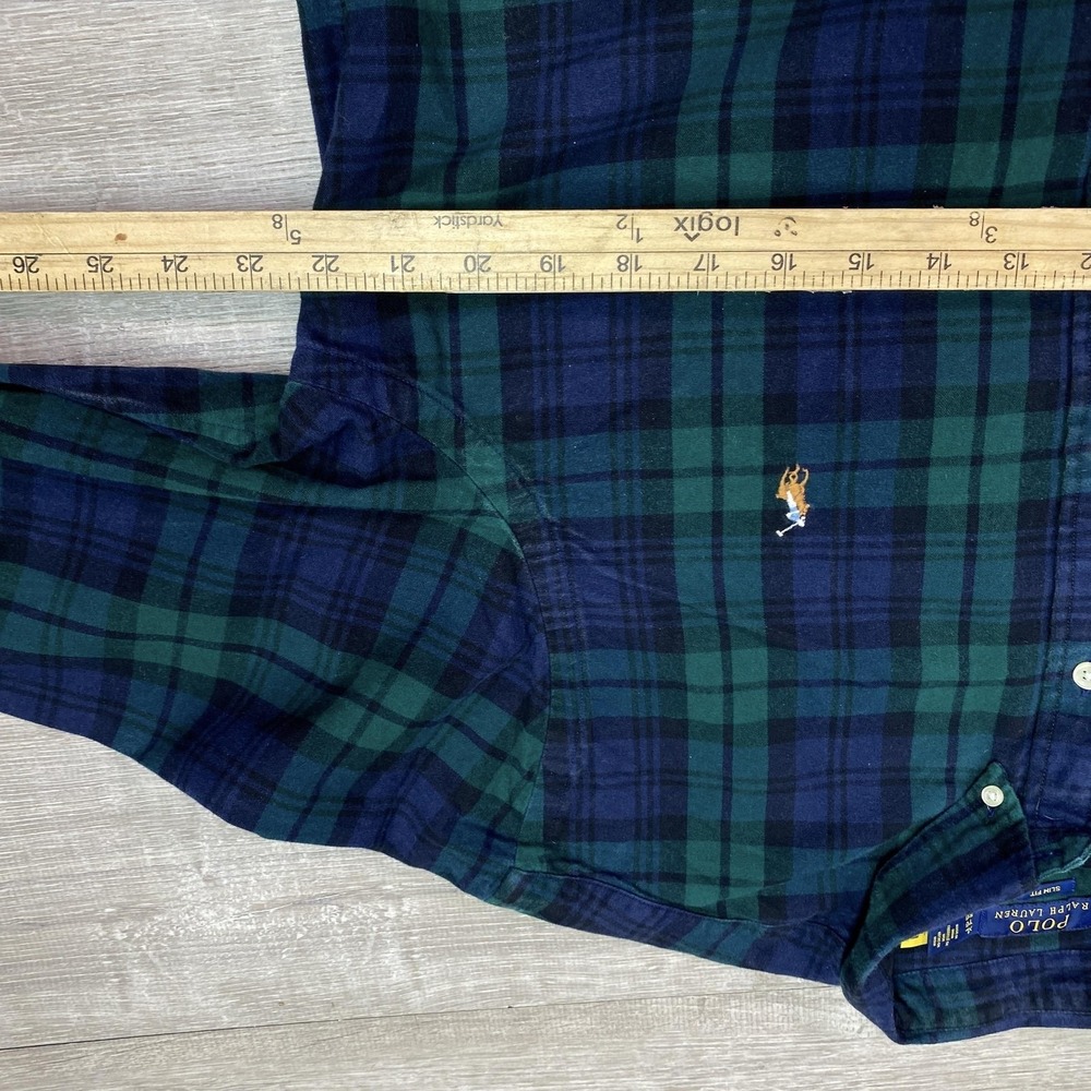 Polo Ralph Lauren Shirt Men XL Blackwatch Plaid Slim Fit Long Sleeve Button Down - Picture 4 of 7